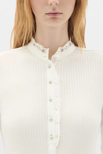 Ann Demeulemeester Tessie Fitted Serafino Dress With Chiffon Ruffles In White