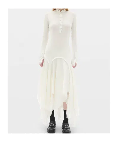 Ann Demeulemeester Tessie Serafino Ruffled Asymmetric Dress In White