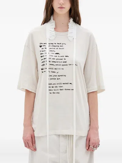 Ann Demeulemeester Text-print Crew-neck T-shirt In Neutral
