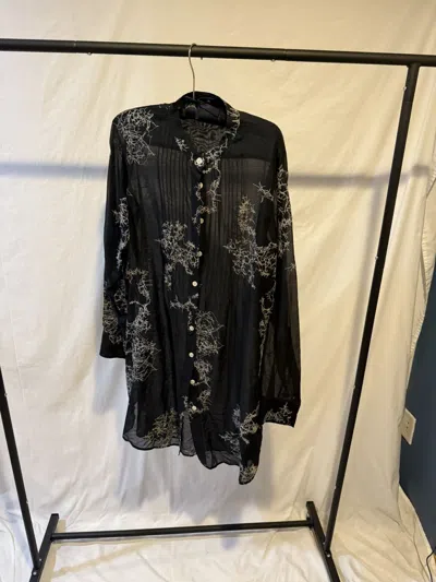 Pre-owned Ann Demeulemeester Threaded Button Down In Black