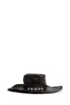 Ann Demeulemeester Tias Large Leather Hat With Studs In Brown