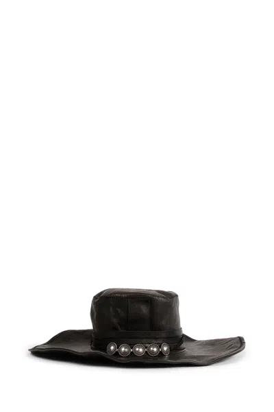 Ann Demeulemeester Tias Large Leather Hat With Studs In Black