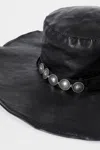Ann Demeulemeester Tias Large Leather Hat With Studs In Multi