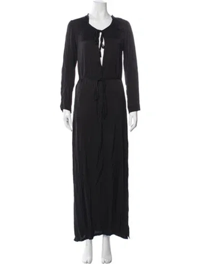 Pre-owned Ann Demeulemeester Tie Neck Long Dress In Black