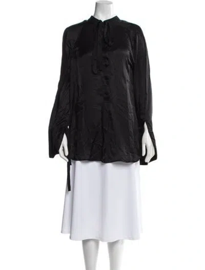 Pre-owned Ann Demeulemeester Tie Neck Long Sleeve Blouse In Black