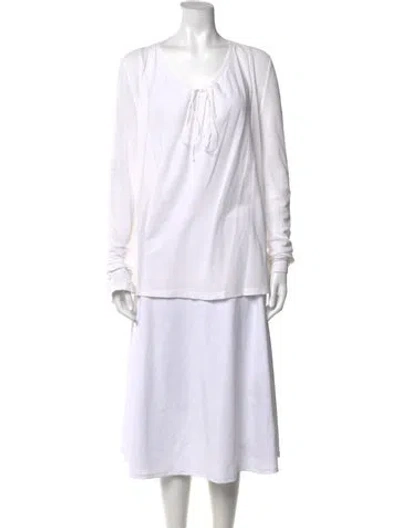 Pre-owned Ann Demeulemeester Tie Neck Long Sleeve Top In Neutral