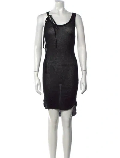 Pre-owned Ann Demeulemeester Tie Neck Mini Dress In Black