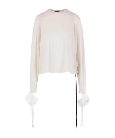 Ann Demeulemeester Tie-up Detail T-shirt In White