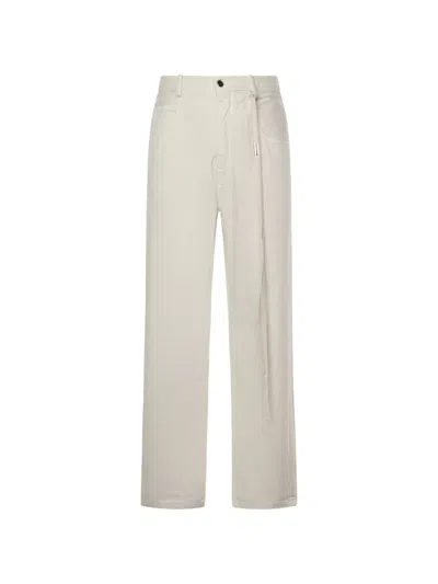 Ann Demeulemeester Tie-detail Cotton Trousers In White