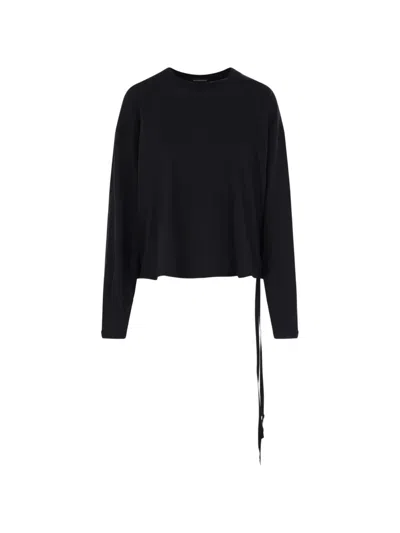 Ann Demeulemeester Tie-detail T-shirt In Black