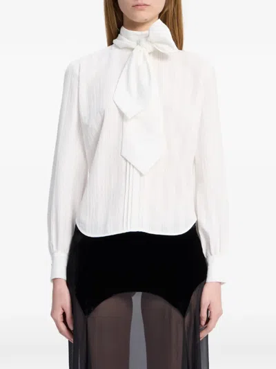 Ann Demeulemeester Tie-neck Pleated Blouse In White