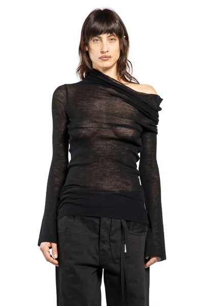 Ann Demeulemeester Tizziana Drop Shoulder Knit Top In Black