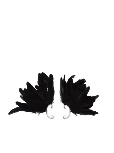 Ann Demeulemeester Tona Feather Ear Cuff In Black