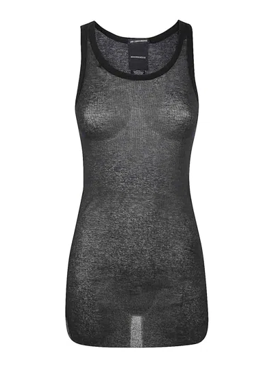 Ann Demeulemeester Mara Wrinkled Sheer Cropped Tank Top In Black