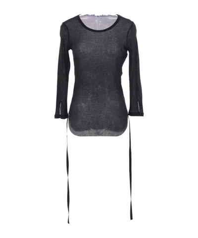 Ann Demeulemeester Trina Drawstring Crewneck T-shirt In Black