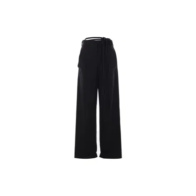 Ann Demeulemeester Trousers With A Drawstring Waist In Black