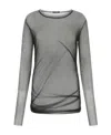 Ann Demeulemeester Tulle Long-sleeved T-shirt In Gray
