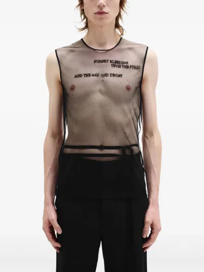 Ann Demeulemeester Tulle Top In Black
