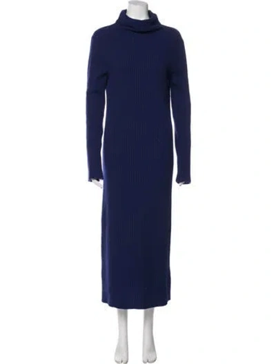 Pre-owned Ann Demeulemeester Turtleneck Long Dress In Blue