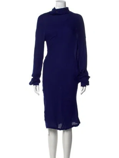 Pre-owned Ann Demeulemeester Turtleneck Midi Length Dress In Blue