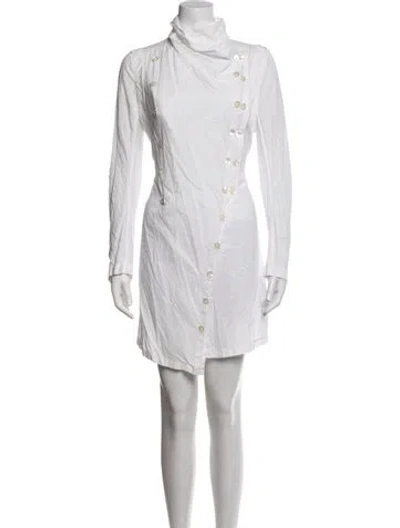 Pre-owned Ann Demeulemeester Turtleneck Mini Dress In White