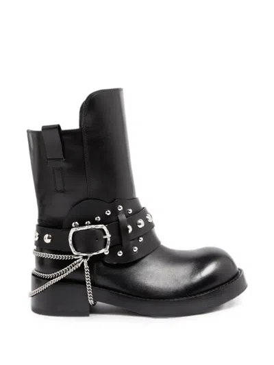 Ann Demeulemeester Tuxon Studded Chain-detail Boots In Black