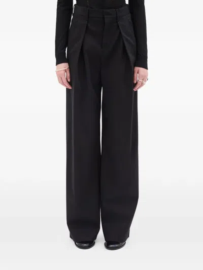 Ann Demeulemeester Twill Pleated Trousers In Black