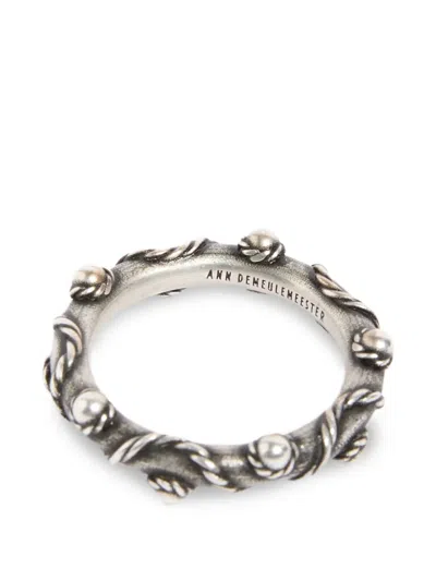Ann Demeulemeester Twisted-detail Ball-embellished Ring In 실버 톤
