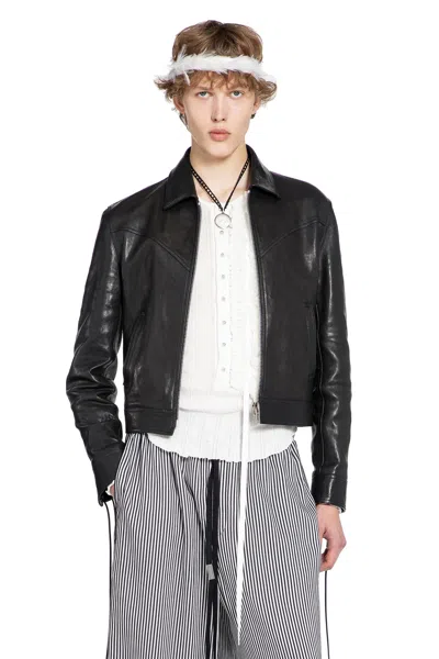Ann Demeulemeester Ulv Western Jacket In Leather In Black