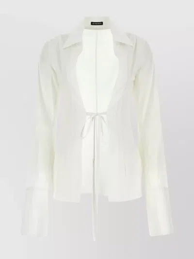 Ann Demeulemeester V-neck Linsey Shirt With Tie-front Detail In White