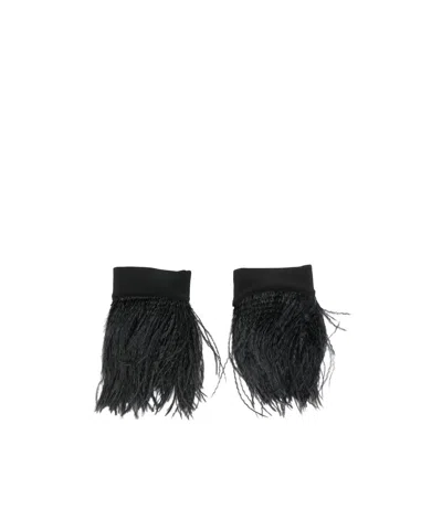Ann Demeulemeester Vaya Cuffs With Frisee Feather In Black