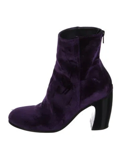 Pre-owned Ann Demeulemeester Velvet Sock Boots In Purple