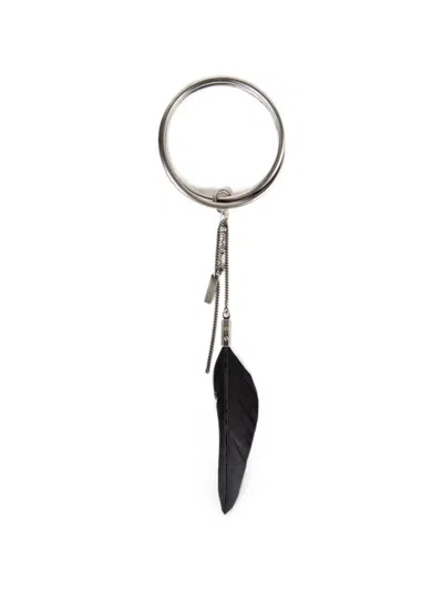 Ann Demeulemeester Vete Feather-pendant Chain-link Bracelet In Black
