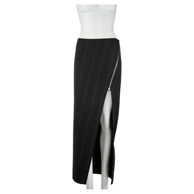 Pre-owned Ann Demeulemeester Vintage 1996-1997 Black Wool Pinstripe Runway Skirt