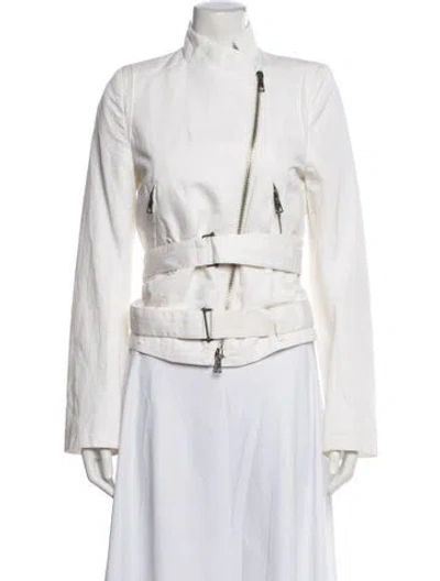 Pre-owned Ann Demeulemeester Vintage 2004 Biker Jacket In White