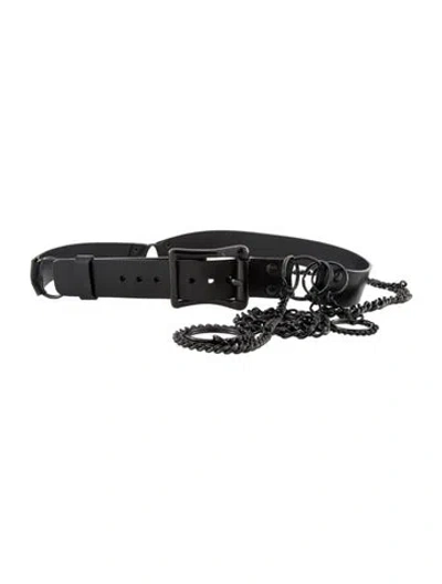 Pre-owned Ann Demeulemeester Vintage Leather Chain-link Belt In Black