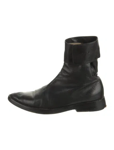 Pre-owned Ann Demeulemeester Vintage Leather Sock Boots In Black