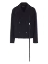 Ann Demeulemeester Virgin Wool-cashmere Blend Double-breasted Coat In Black