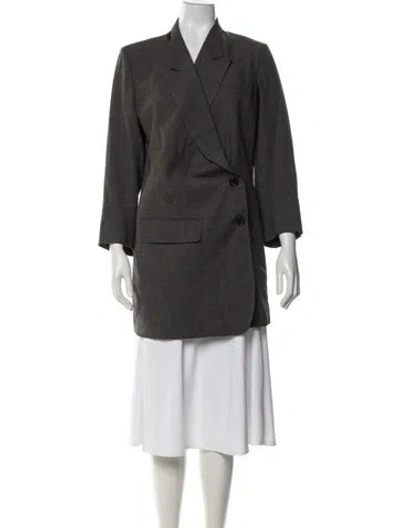 Pre-owned Ann Demeulemeester Virgin Wool Coat In Green/grey
