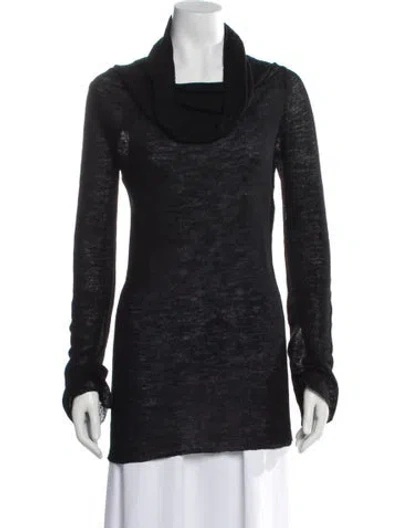 Pre-owned Ann Demeulemeester Virgin Wool Cowl Neck Sweater In Black