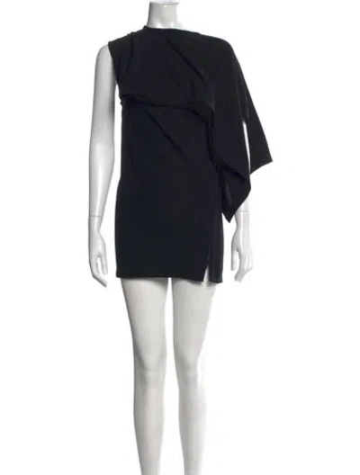 Pre-owned Ann Demeulemeester Virgin Wool Mini Dress In Black