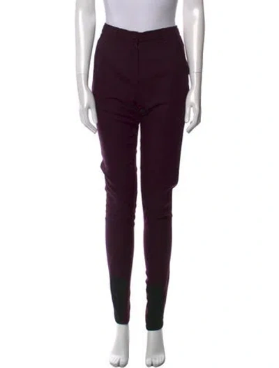 Pre-owned Ann Demeulemeester Virgin Wool Skinny Leg Pants In Purple