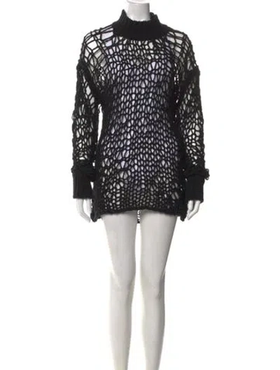 Pre-owned Ann Demeulemeester Virgin Wool Turtleneck Sweater In Black