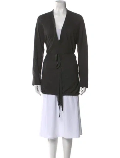 Pre-owned Ann Demeulemeester Virgin Wool V-neck Sweater In Gray