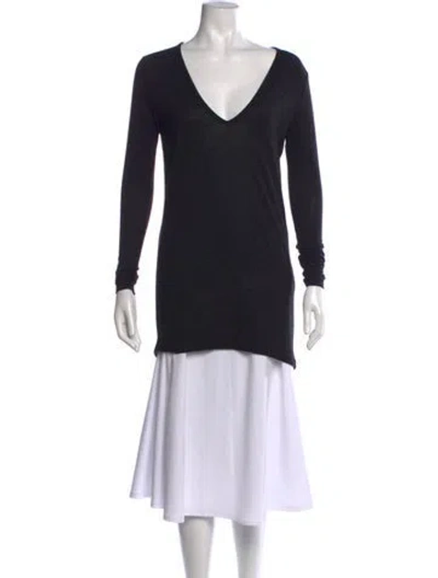 Pre-owned Ann Demeulemeester V-neck Long Sleeve Top In Black
