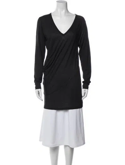 Pre-owned Ann Demeulemeester V-neck Long Sleeve Top In Black