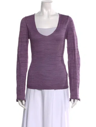 Pre-owned Ann Demeulemeester V-neck Long Sleeve Top In Purple