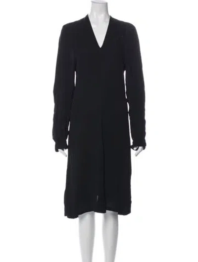 Pre-owned Ann Demeulemeester V-neck Midi Length Dress In Black