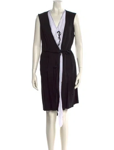 Pre-owned Ann Demeulemeester V-neck Mini Dress In Black