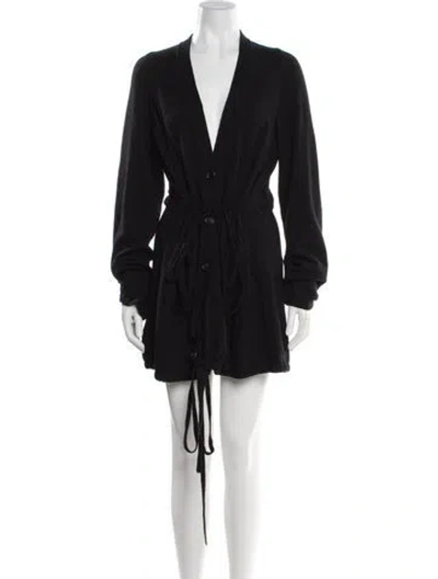 Pre-owned Ann Demeulemeester V-neck Mini Dress In Black